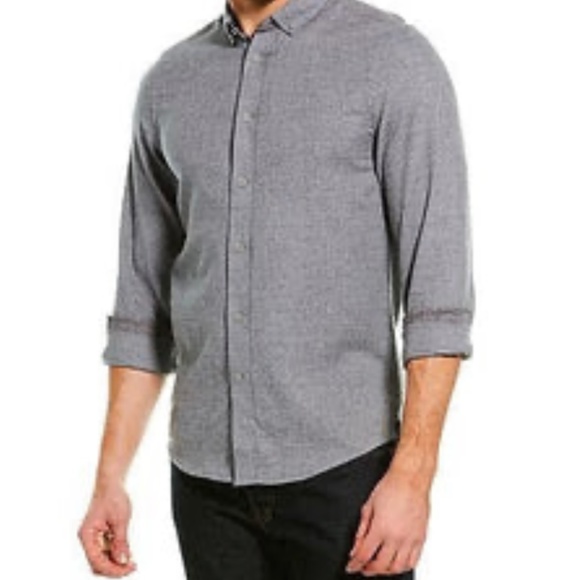 Heritage Report Collection Mens Button Up Flannel Shirt Gray Small Slim Fit NWT. - Picture 1 of 12